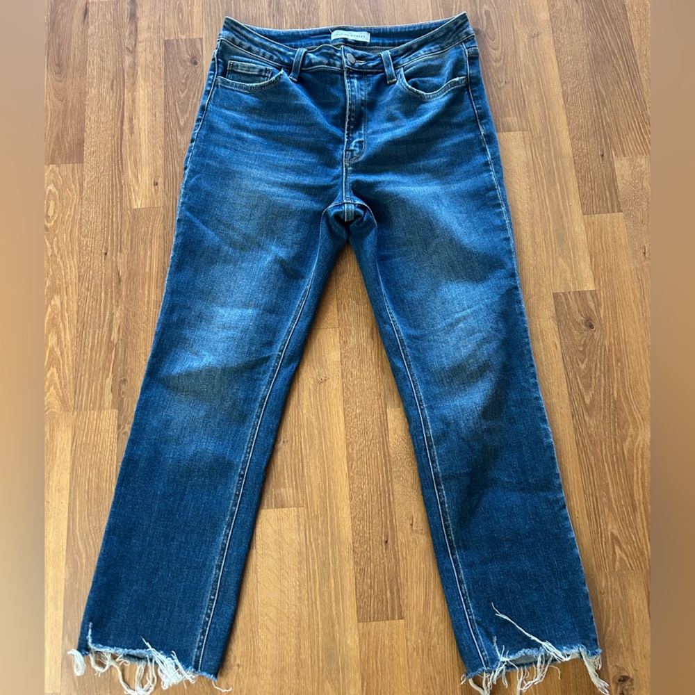 Flying Monkey Raw Hem Blue Denim Jeans Ultra High Waist